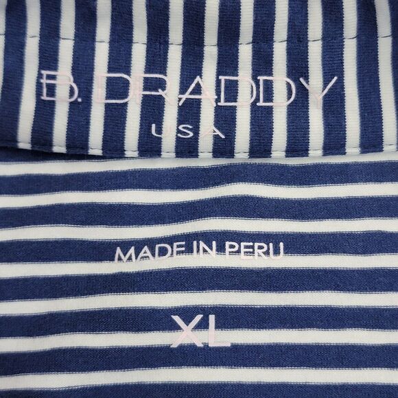 B Draddy Greg Polo 4-Way Stretch Pima Cotton Blend Sz XL Navy White Striped Mens - Picture 6 of 16